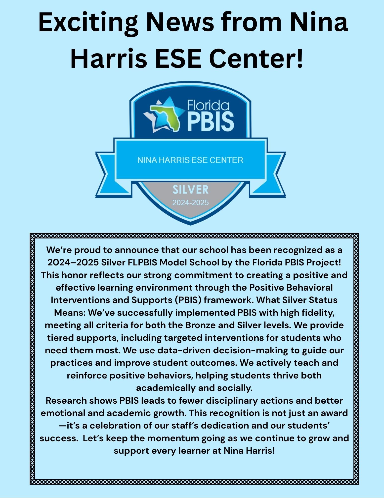Nina Harris ESE Center 2024-25
